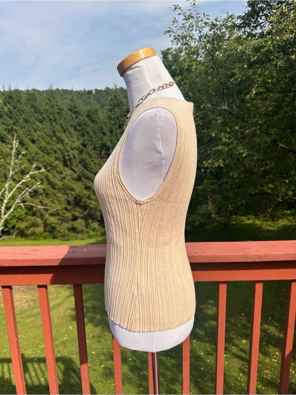 Quince Cotton Cashmere Ribbed Tank - Picture 3 of 6